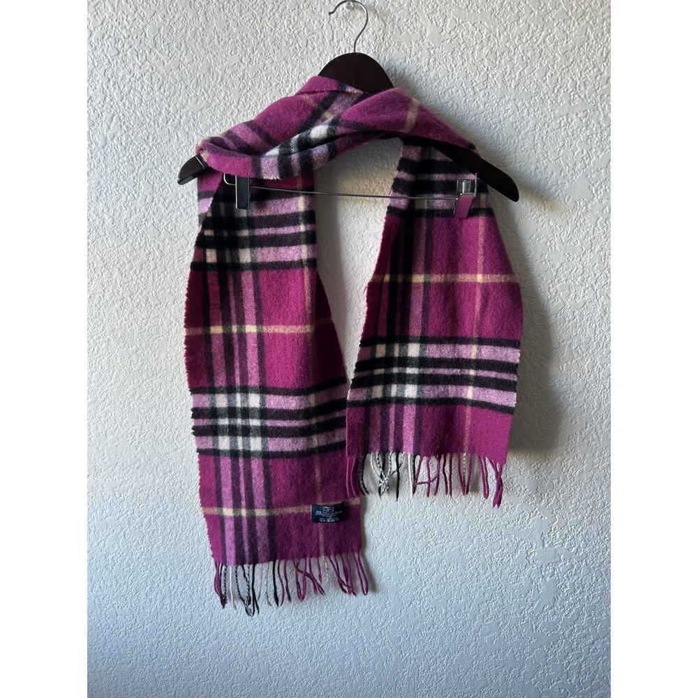 Ballantrae Edinburgh Lambswool‎ Scarf Purple Plaid Tartan Fringe Cozy Cabin